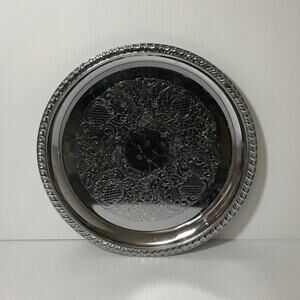 Vintage Irvinware Circle Silver Chrome Serving Platter